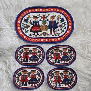 Austrian Bavarian Folk Art Doily/Coasters Cotton Set of 5‎ Made in Austria